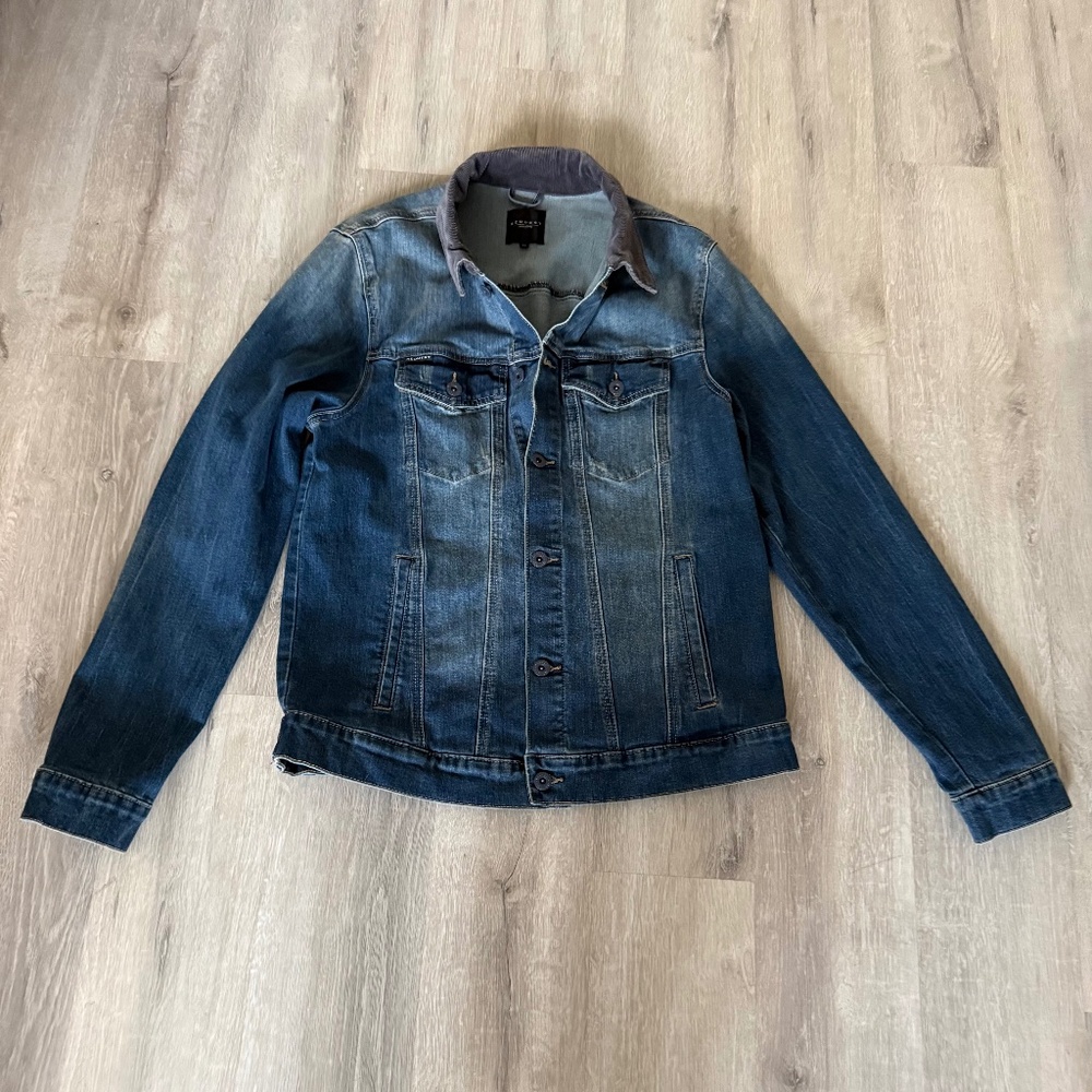 Request Men’s Premium Cordorouy Collar Denim Jacket Size M unisex classic